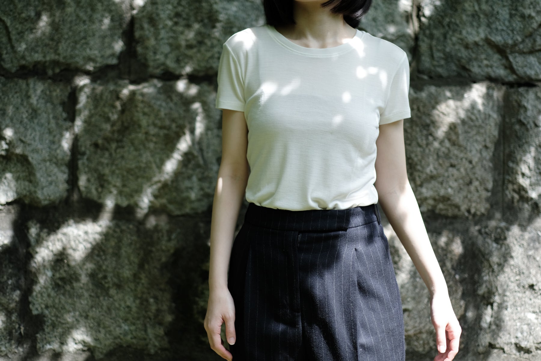 シルク100%半袖カットソーに新色ホワイトが登場しました