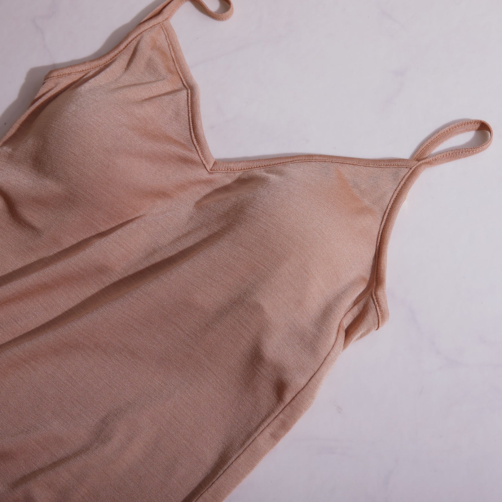 100% Silk Camisole with Bra in Camel