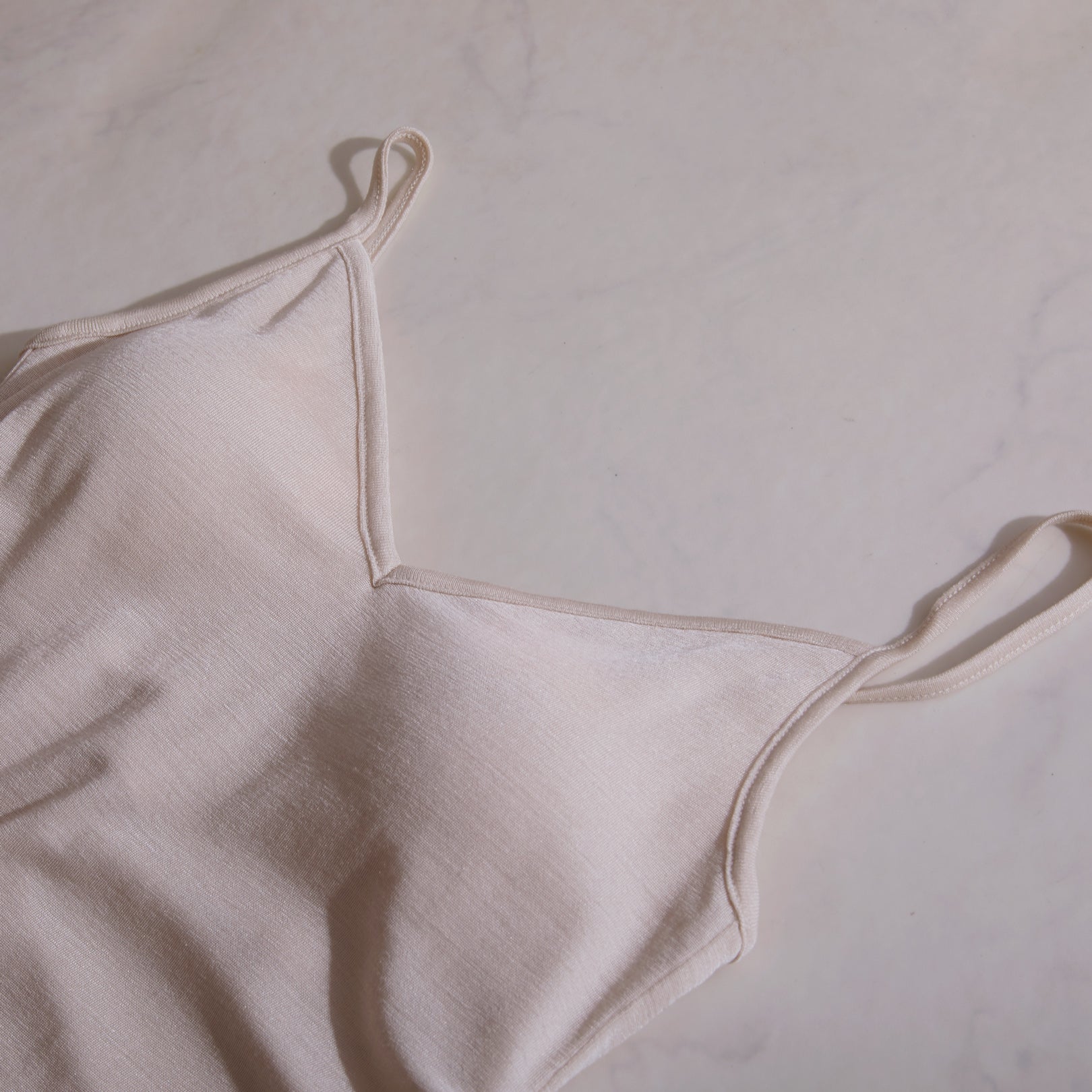 100% Silk Camisole with Bra in Ecru