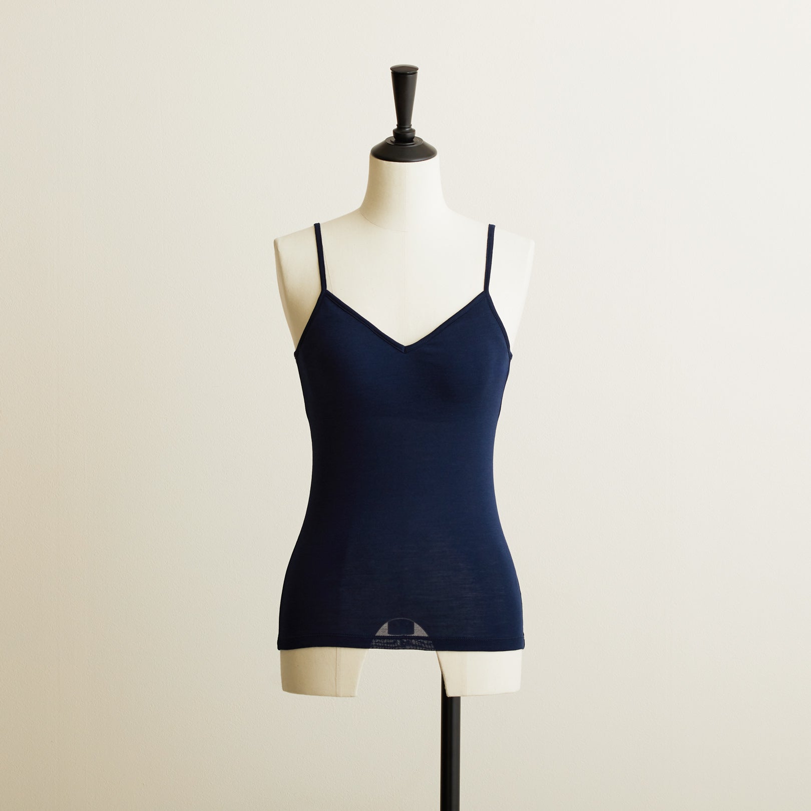 100% Silk Camisole with Bra in Navy