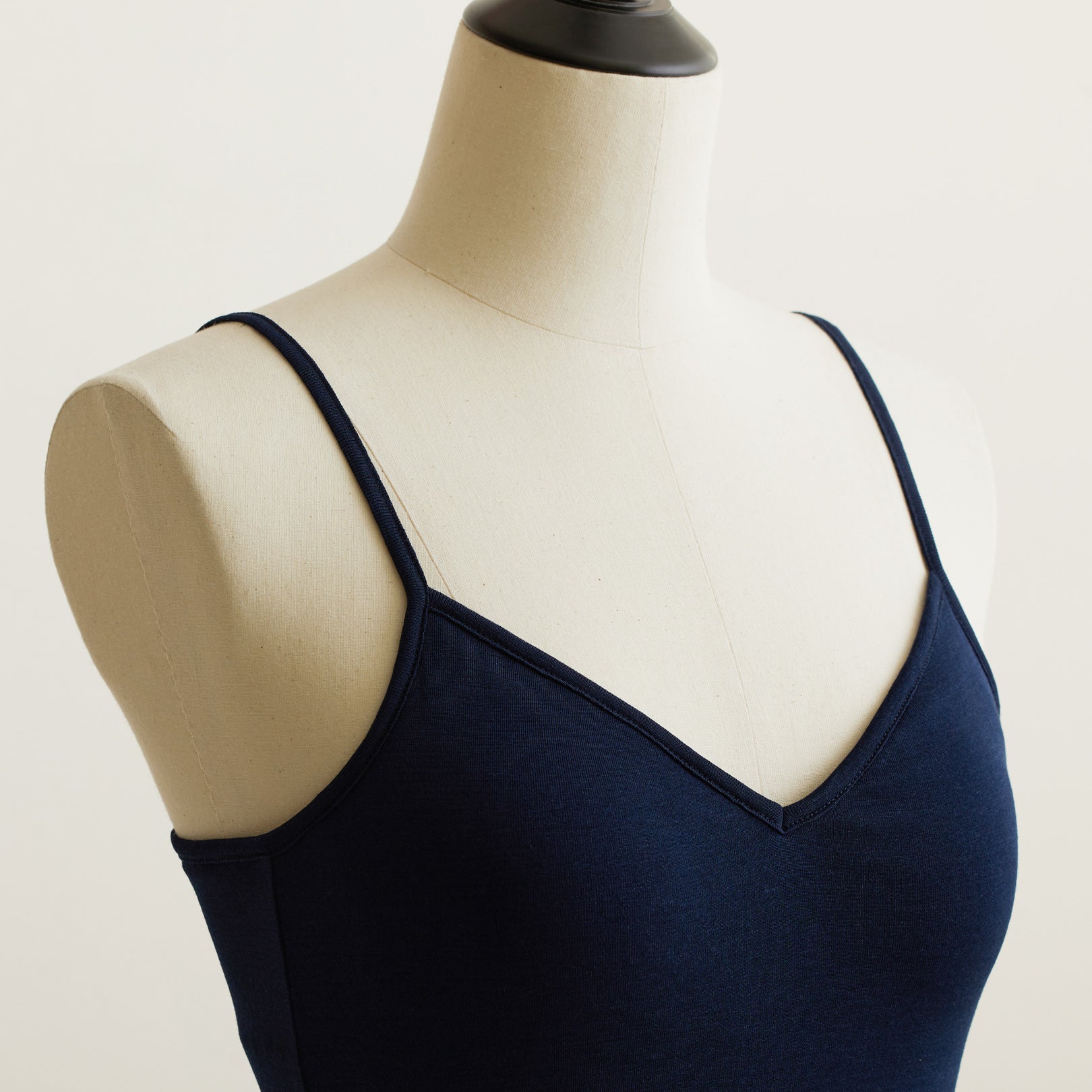 100% Silk Camisole with Bra in Navy