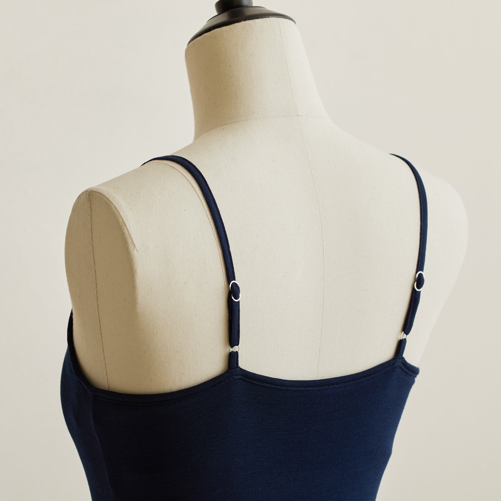 100% Silk Camisole with Bra in Navy