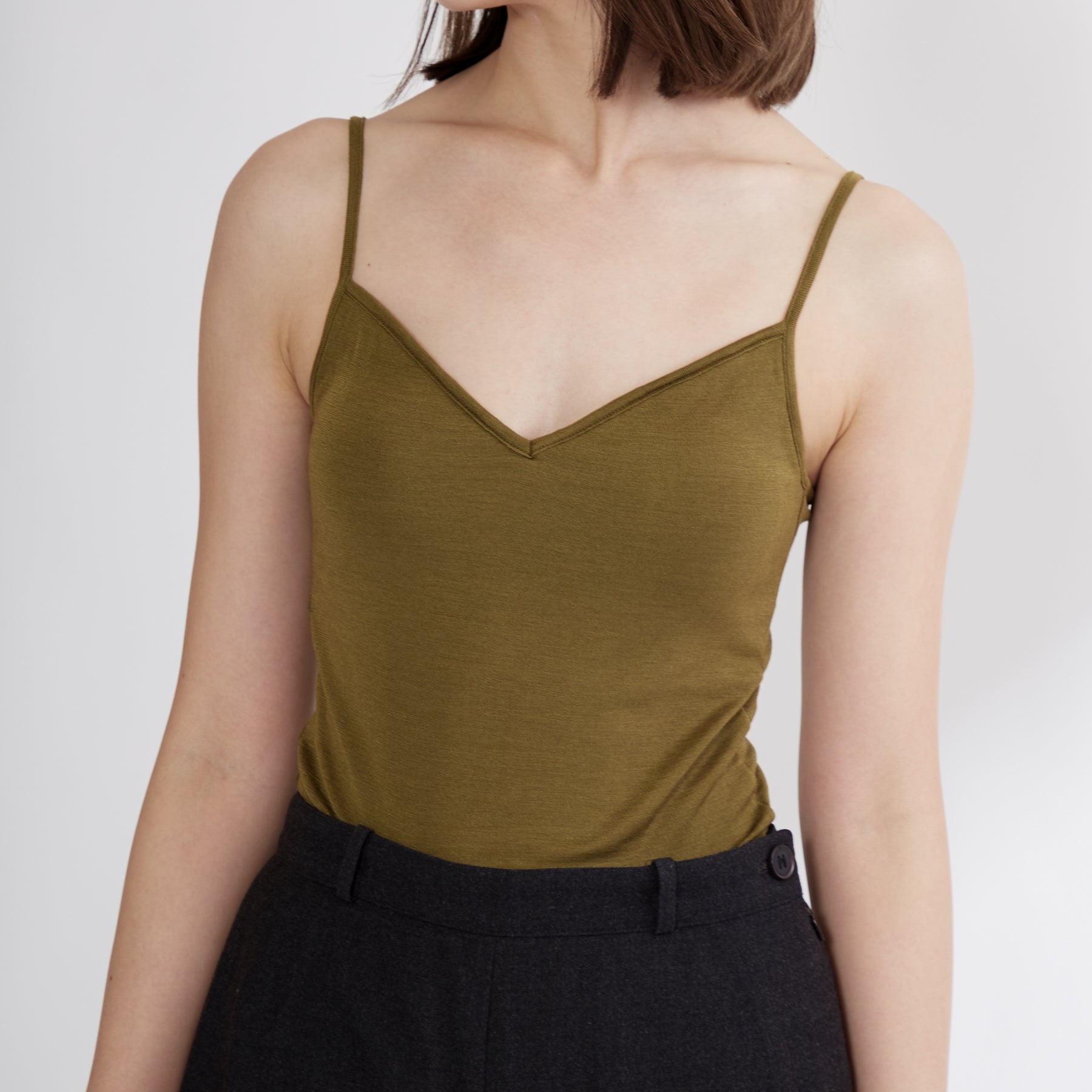 100% Silk Camisole in Olive