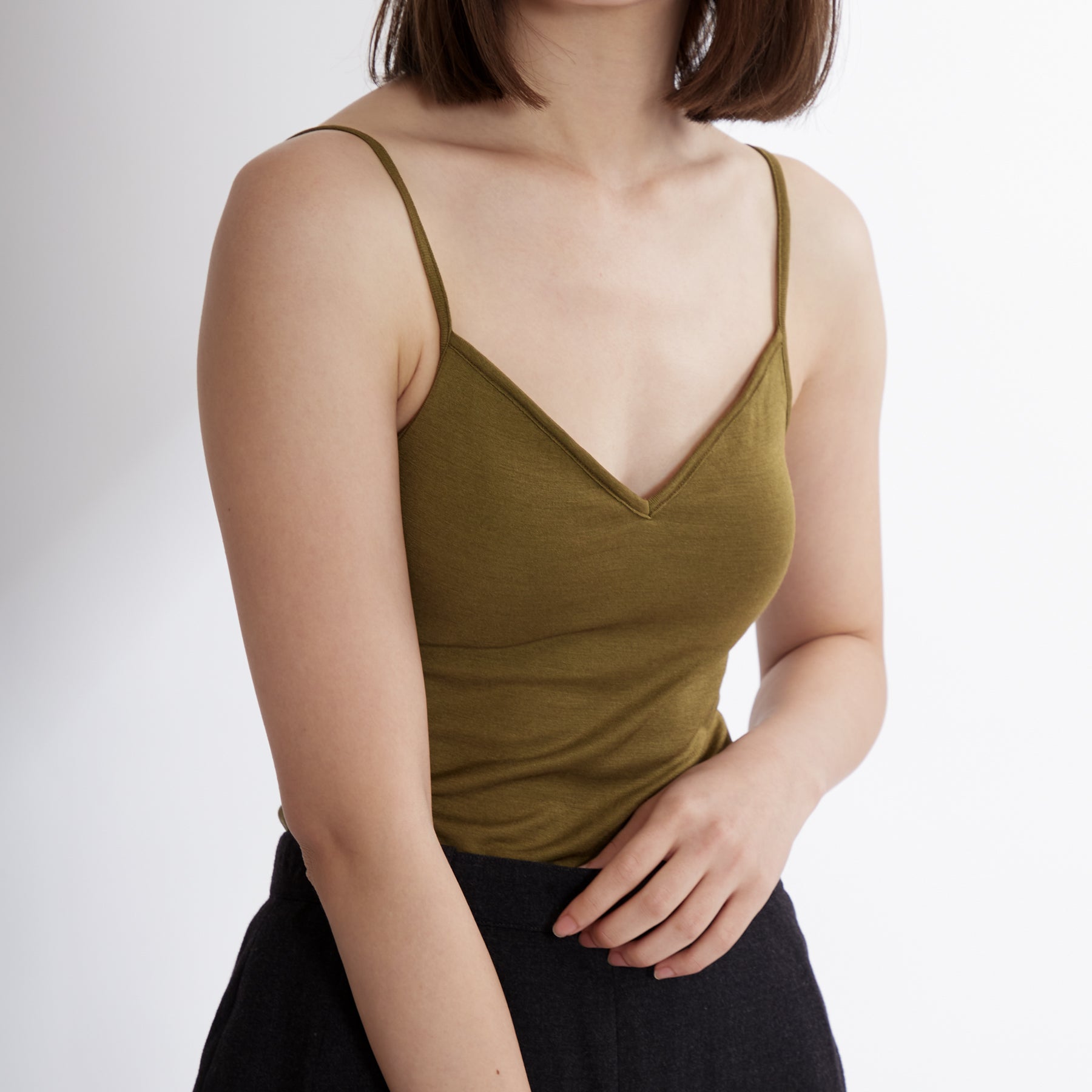 100% Silk Camisole in Olive