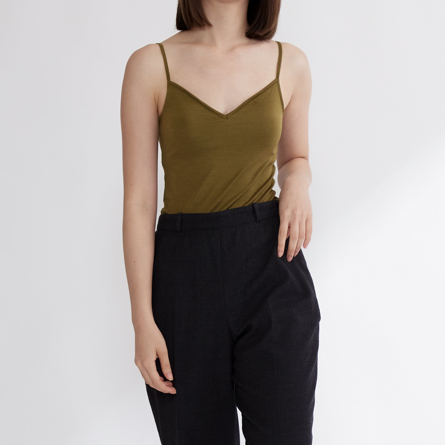 100% Silk Camisole in Olive