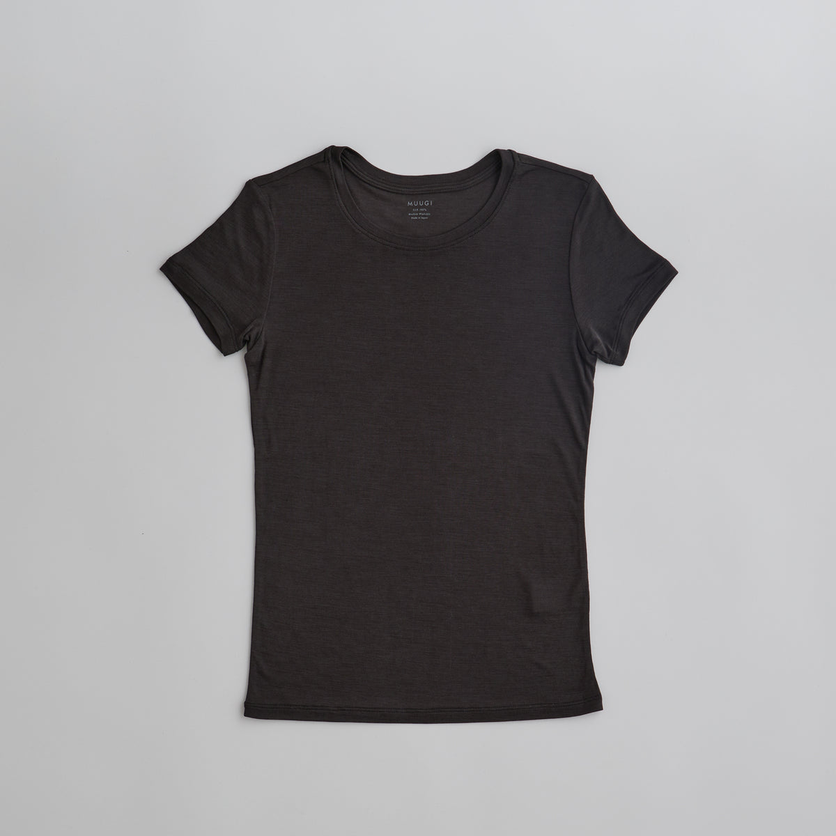 シルク100%半袖カットソー, チャコール／Tシャツ