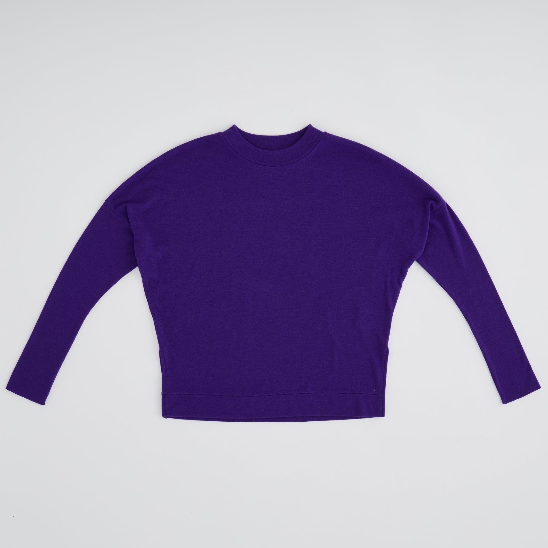 メリノウール100%フライス ワイドプルオーバー, パープル／ドルマン  