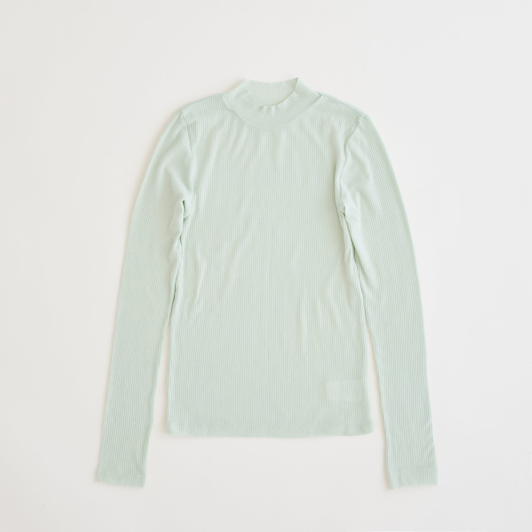 メリノウール100%リブ モックネックトップ, ペールミント
