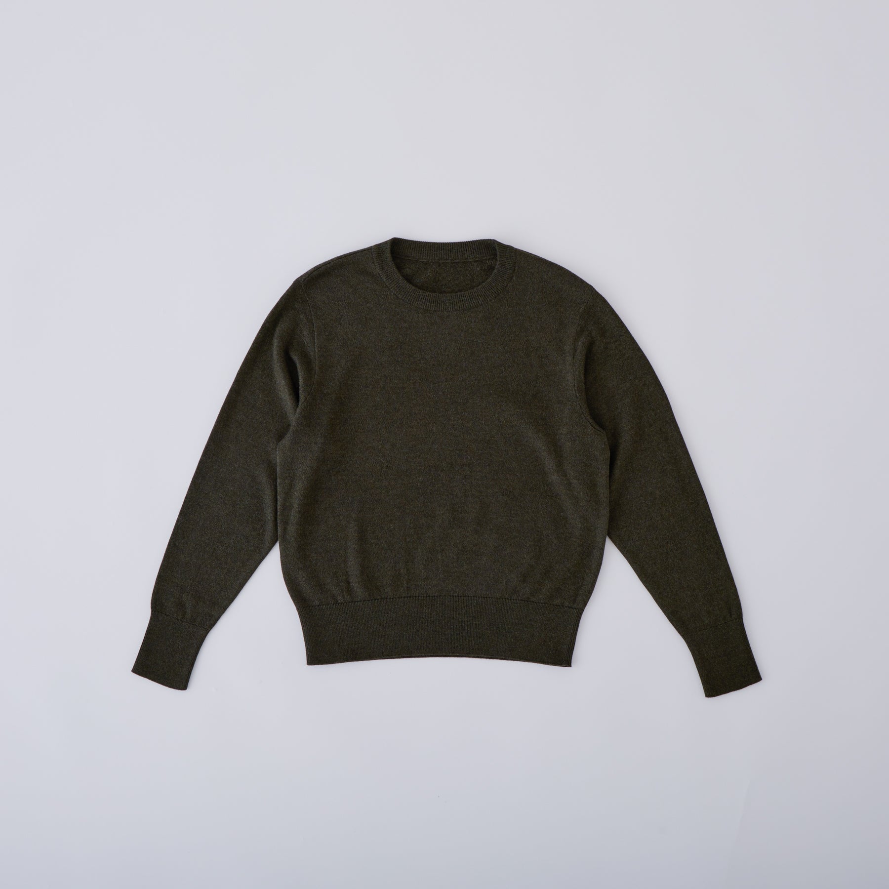 Brushed Silk Knit Crew Neck Pullover in Moss (2024 model)