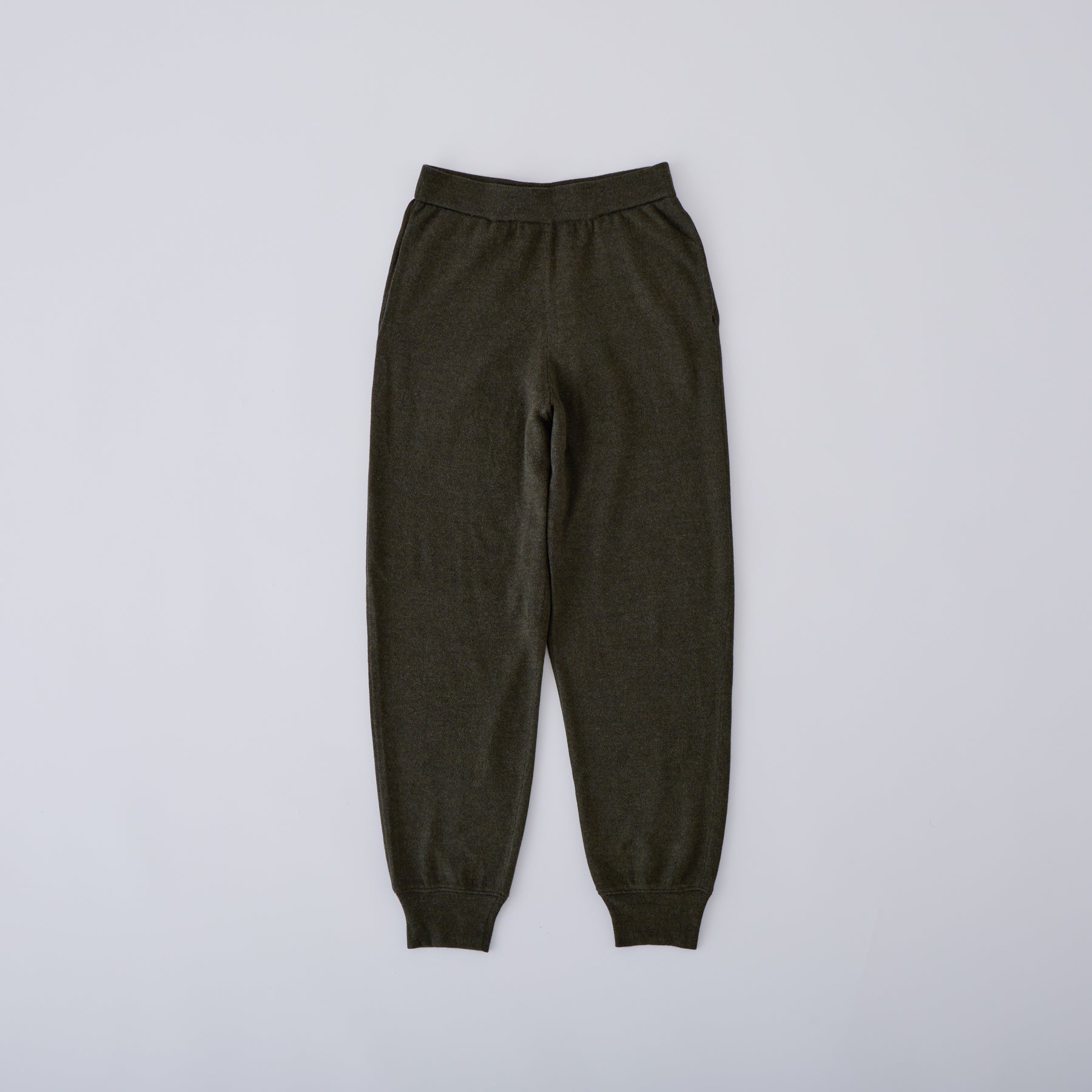 Brushed Silk Knit Jogger Pants in Moss (2024 model)