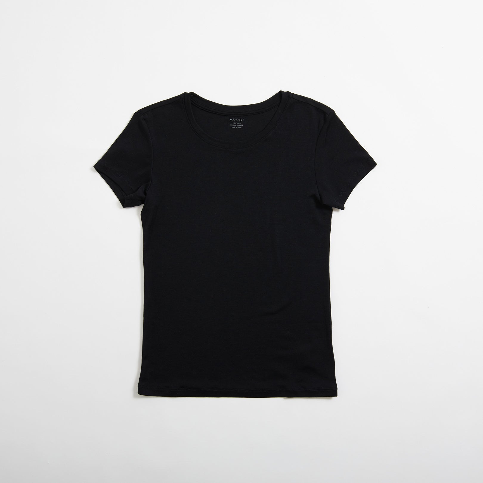 シルク100%半袖カットソー, ブラック／Tシャツ