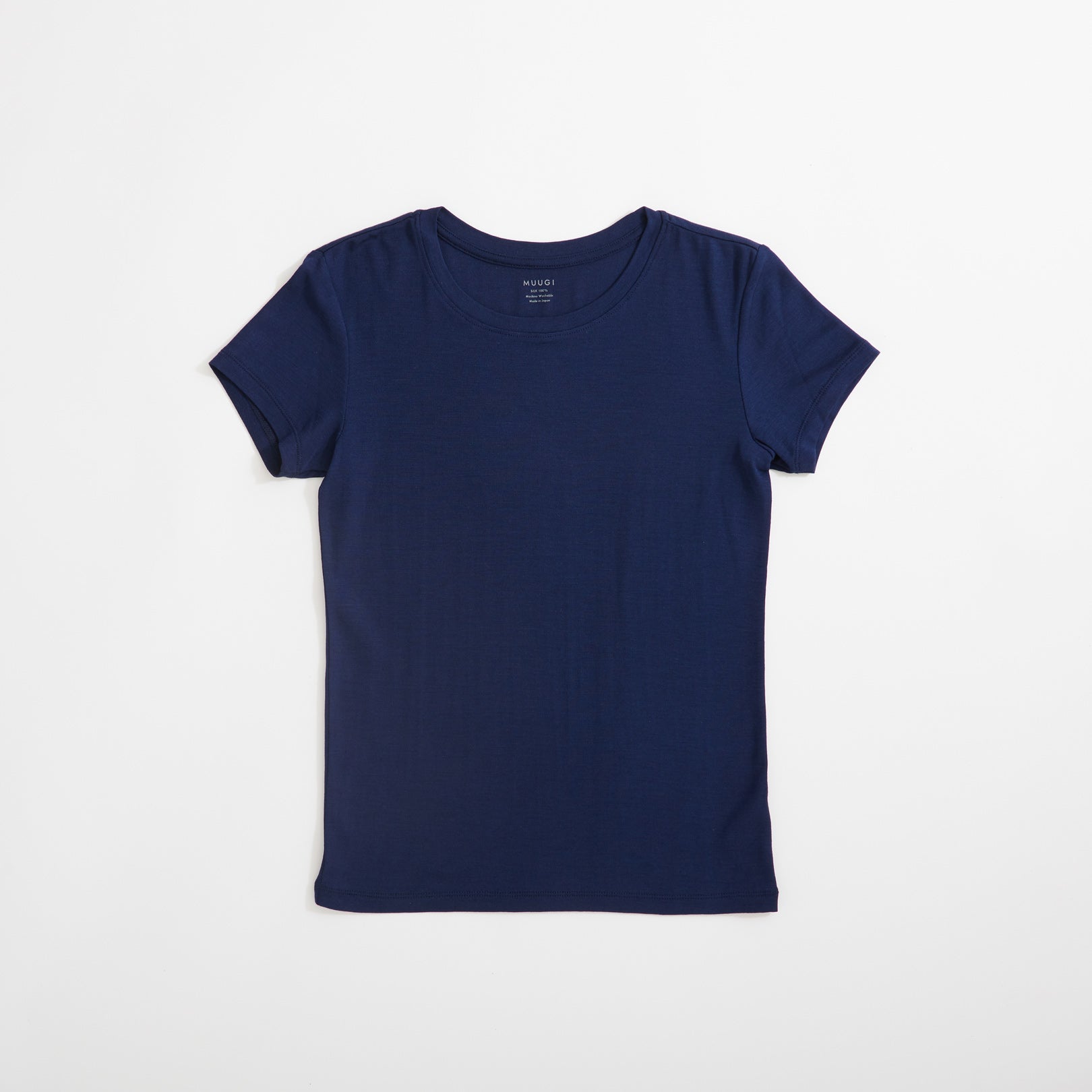 シルク100%半袖カットソー, ネイビー／Tシャツ