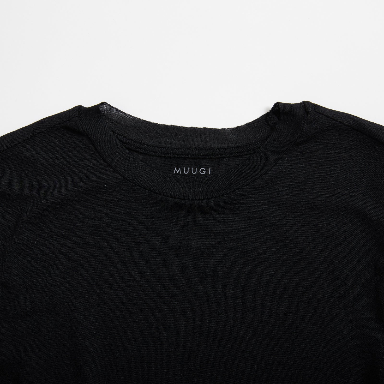 シルク100%クルーネックロングスリーブ, ブラック(上部)