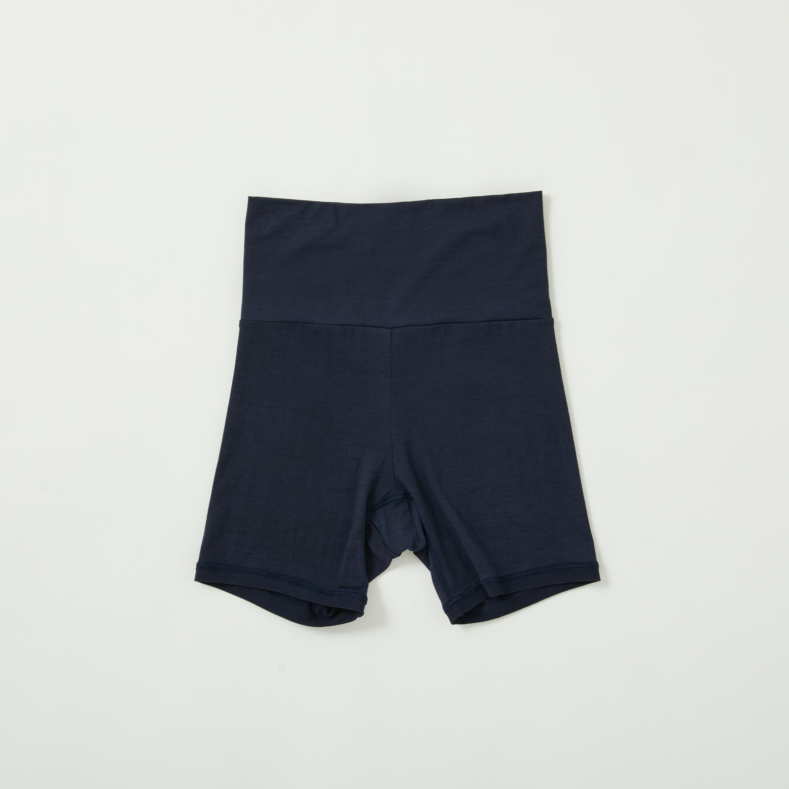 メリノウール100%2分丈インナーボトム、ネイビー(前)