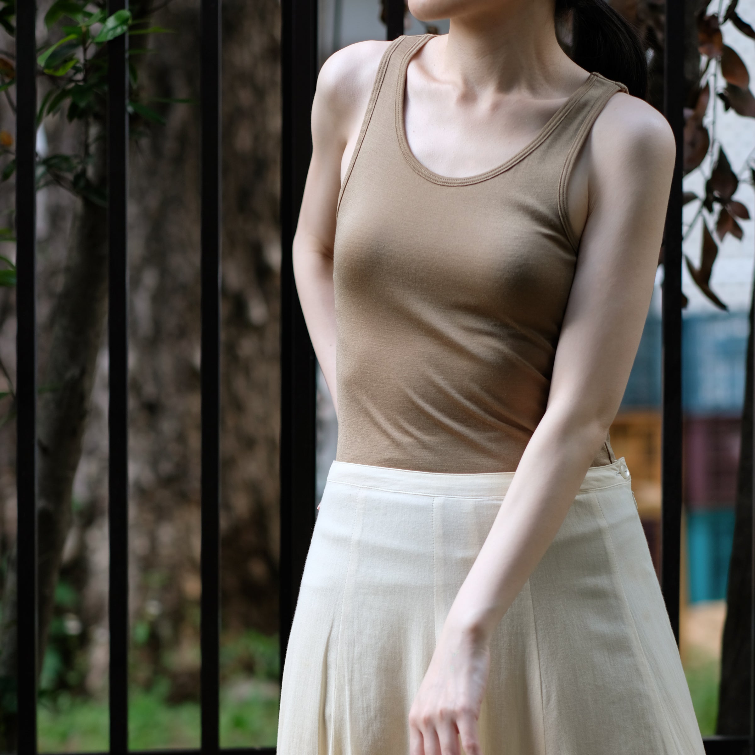 100% Silk Tank Top with Bra in Gold (2020 model)