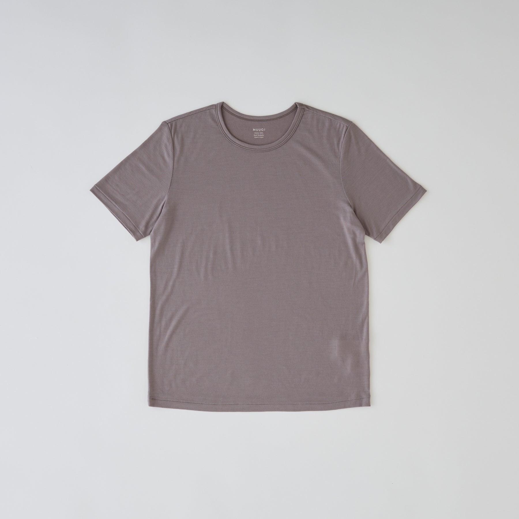 メリノウール100%天竺 クルーネック半袖カットソー - 3サイズ・6色