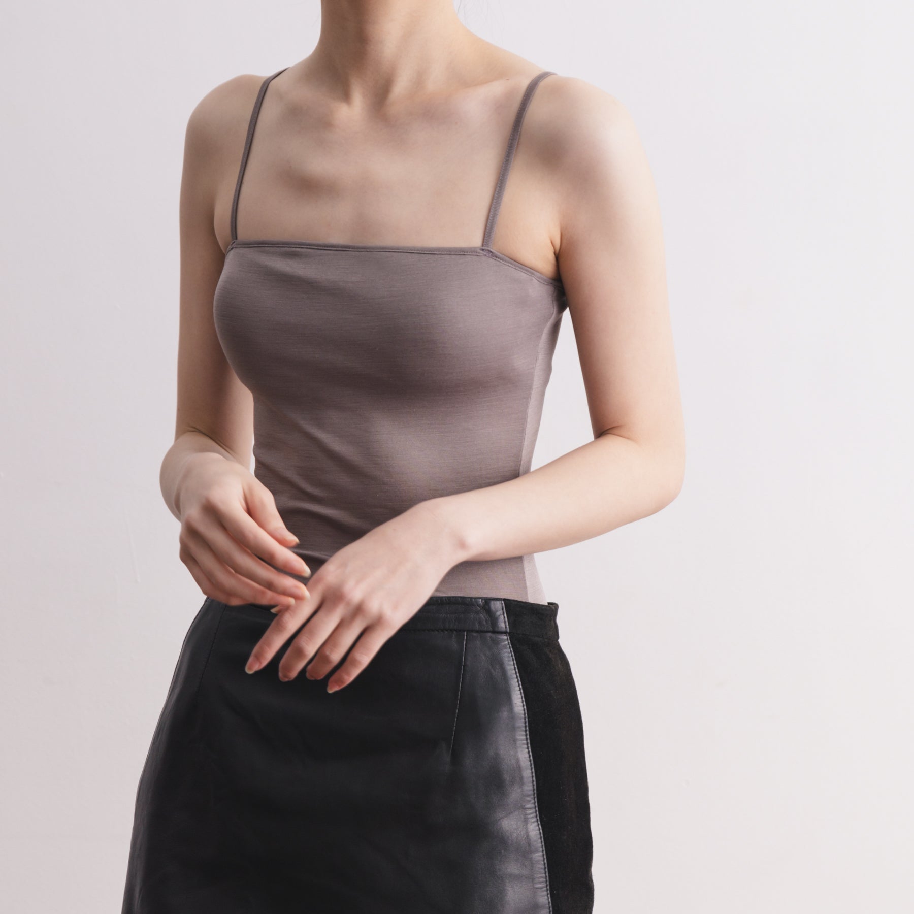【美品/モード】BALENCIAGA シルク100％ シースルー キャミソール シルク100%キャミソール, カップ付き, 2023AWモデル, トープ