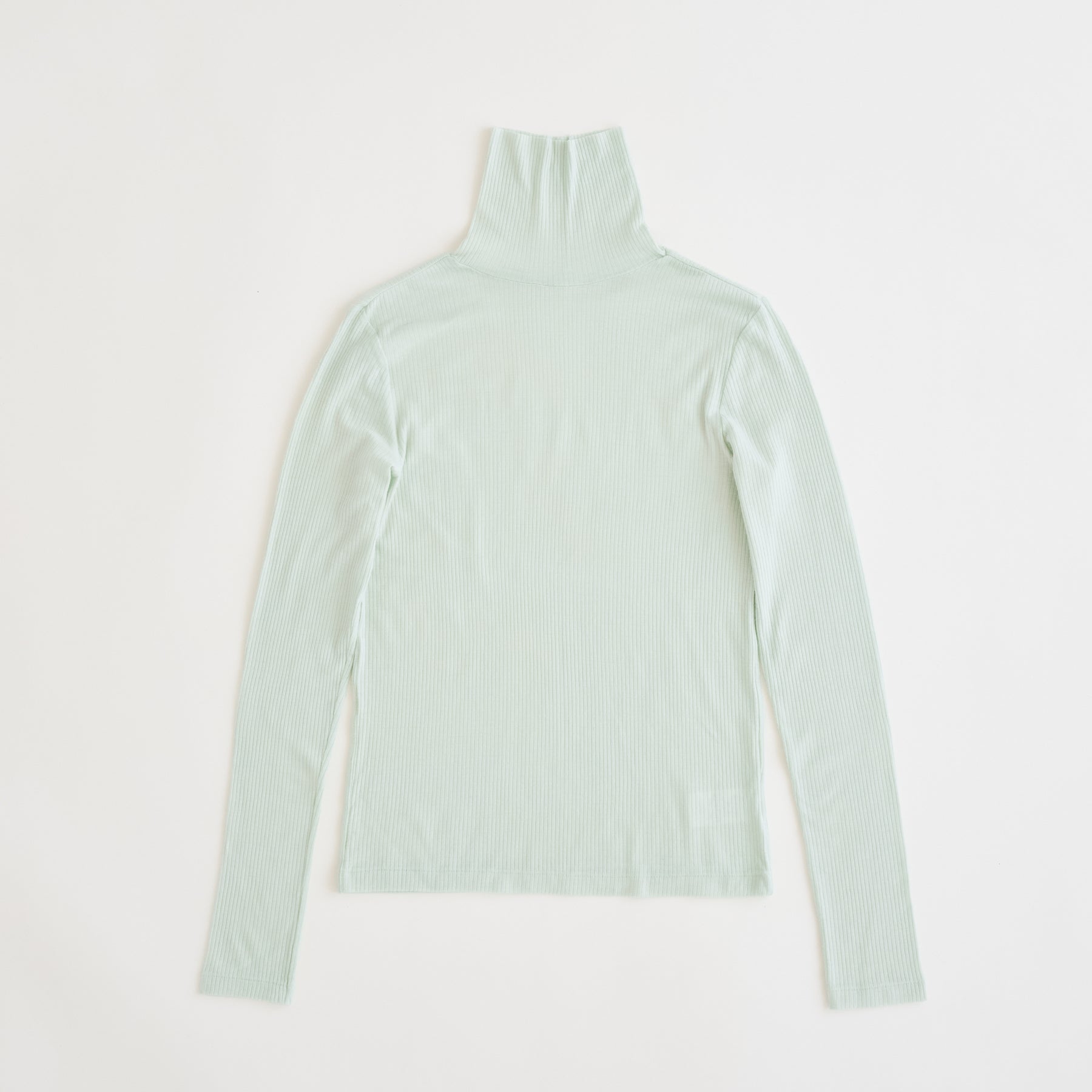 メリノウール100%リブ タートルネックトップ, ペールミント