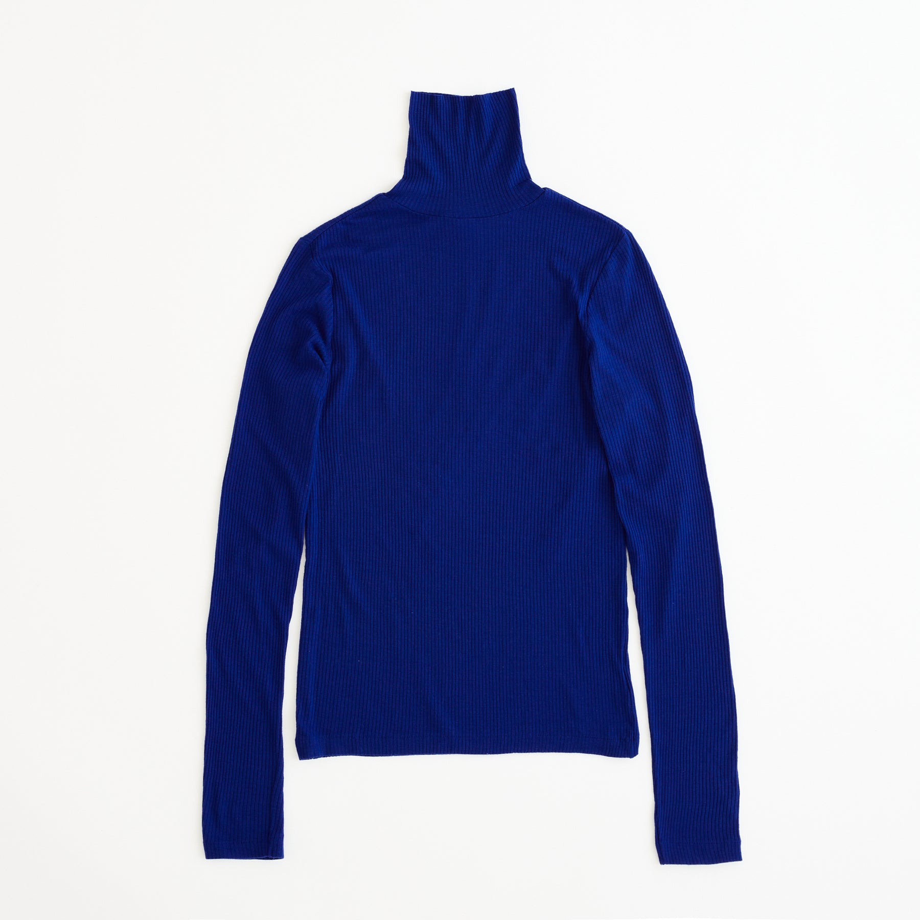 メリノウール100%リブ タートルネックトップ, ロイヤルブルー