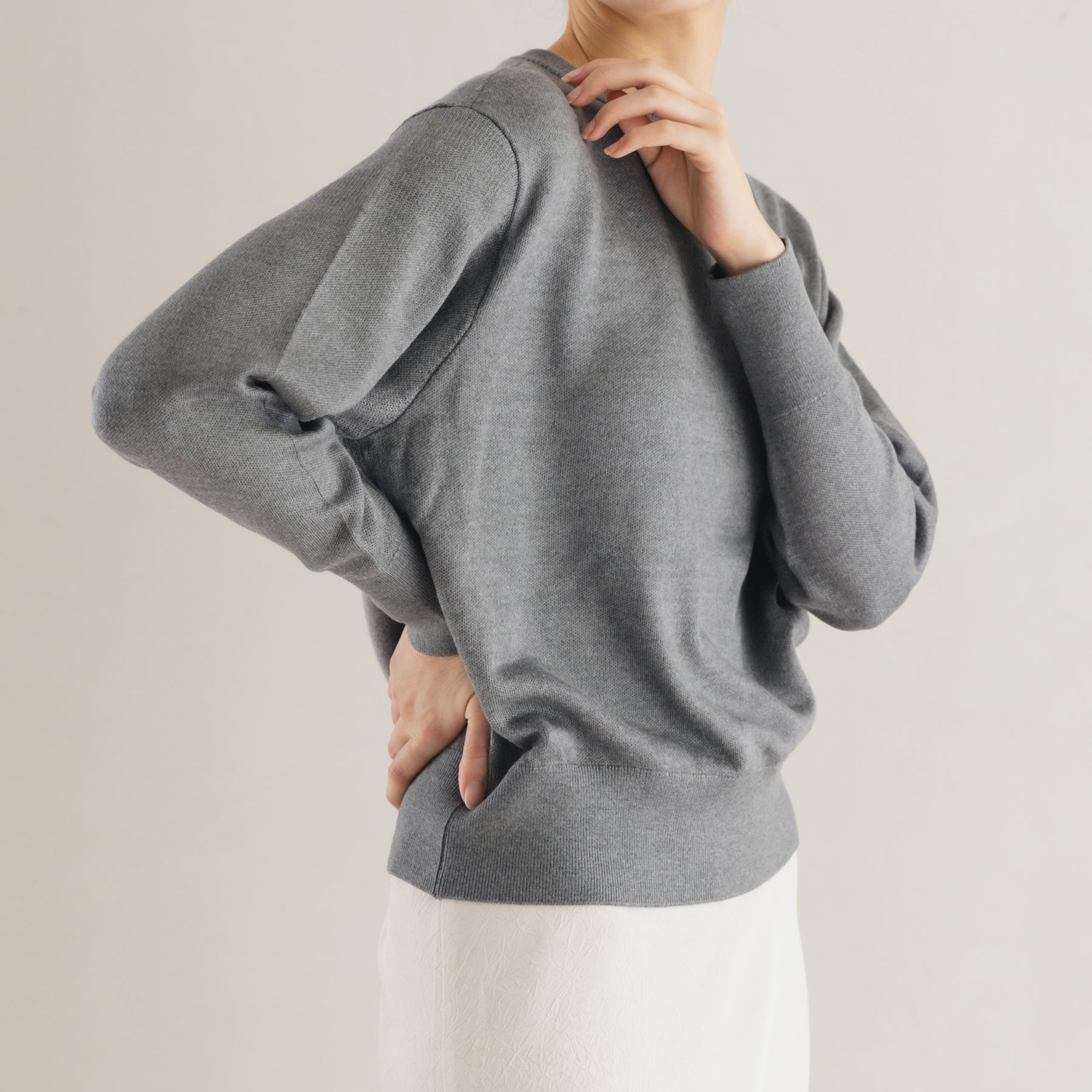 起毛シルクニット クルーネックプルオーバー, ミディアムグレー