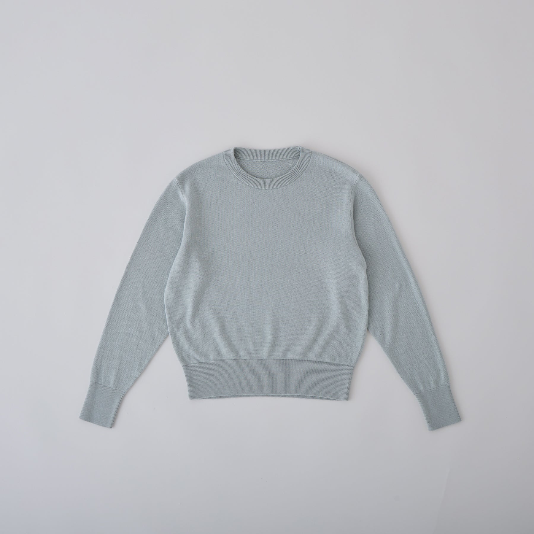 Brushed Silk Knit Crew Neck Pullover in Ice