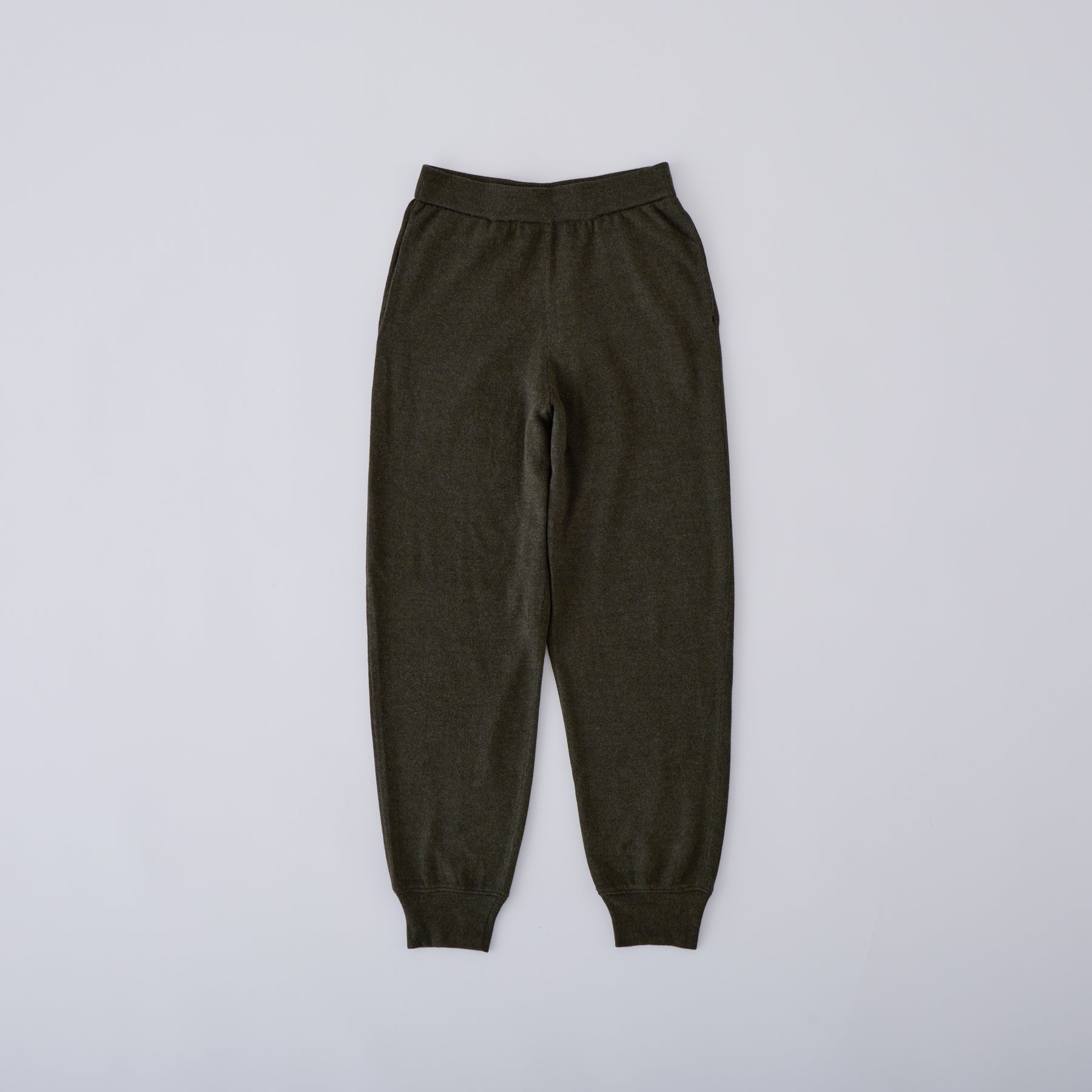 Brushed Silk Knit Jogger Pants in Moss