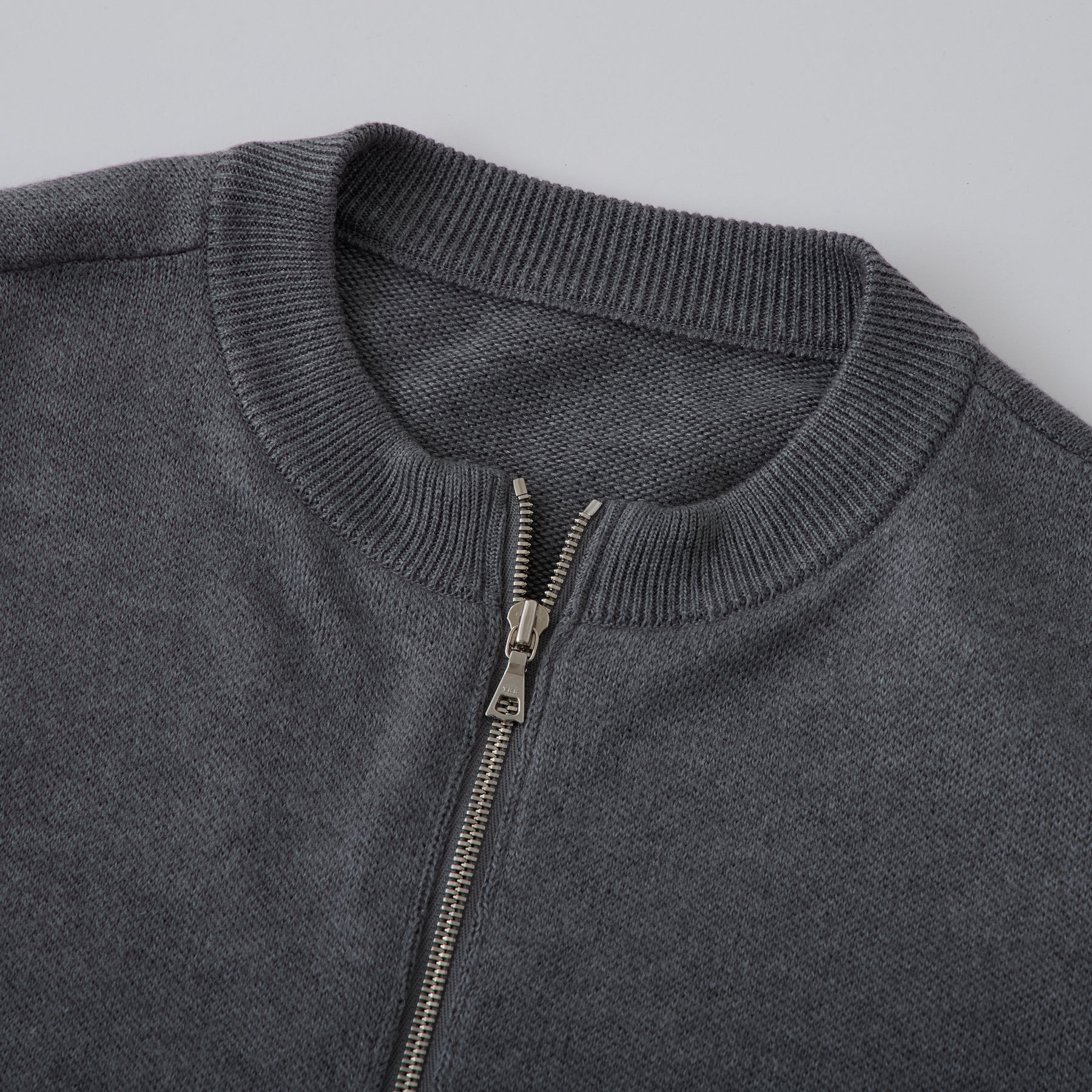 起毛シルクニット ダブルジップカーディガン, ミディアムグレー
