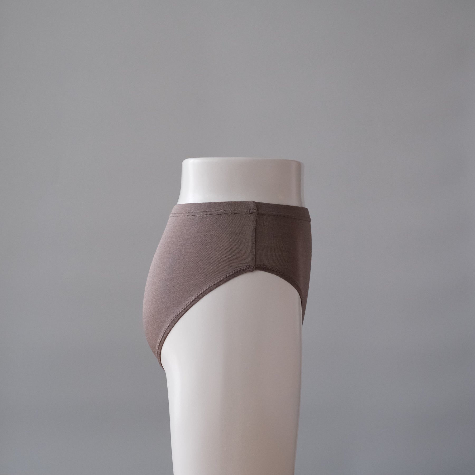 100% Silk Mid-Rise Panties Without Leg Band in Taupe