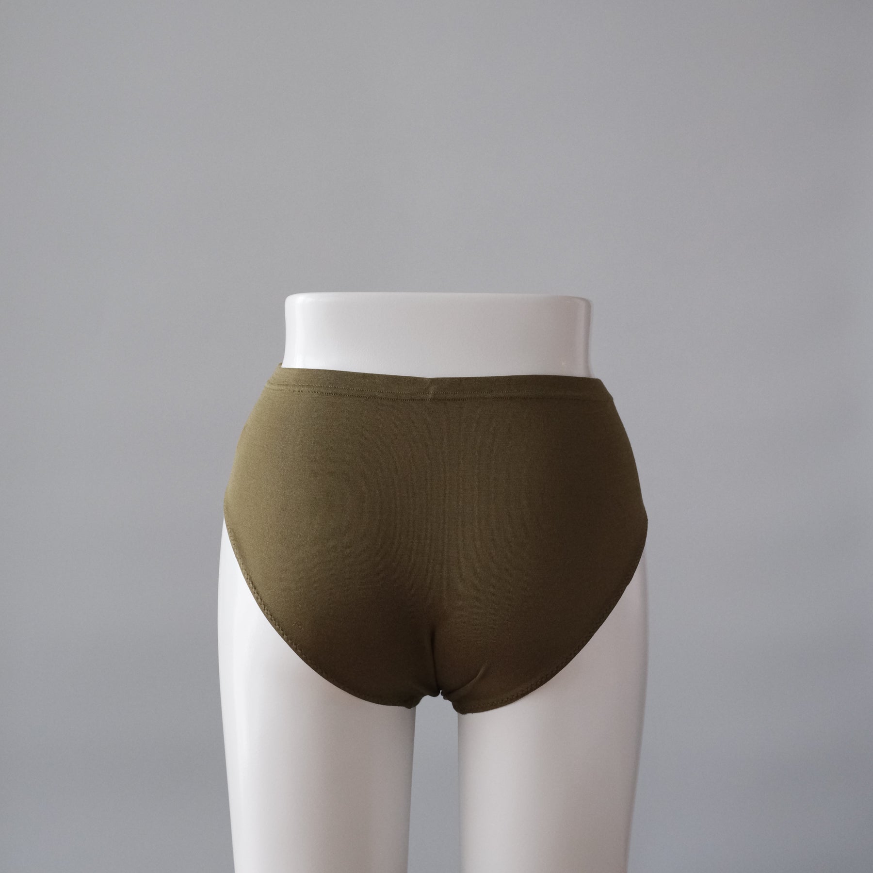 100 Silk Mid Rise Panties Without Leg Band in Olive