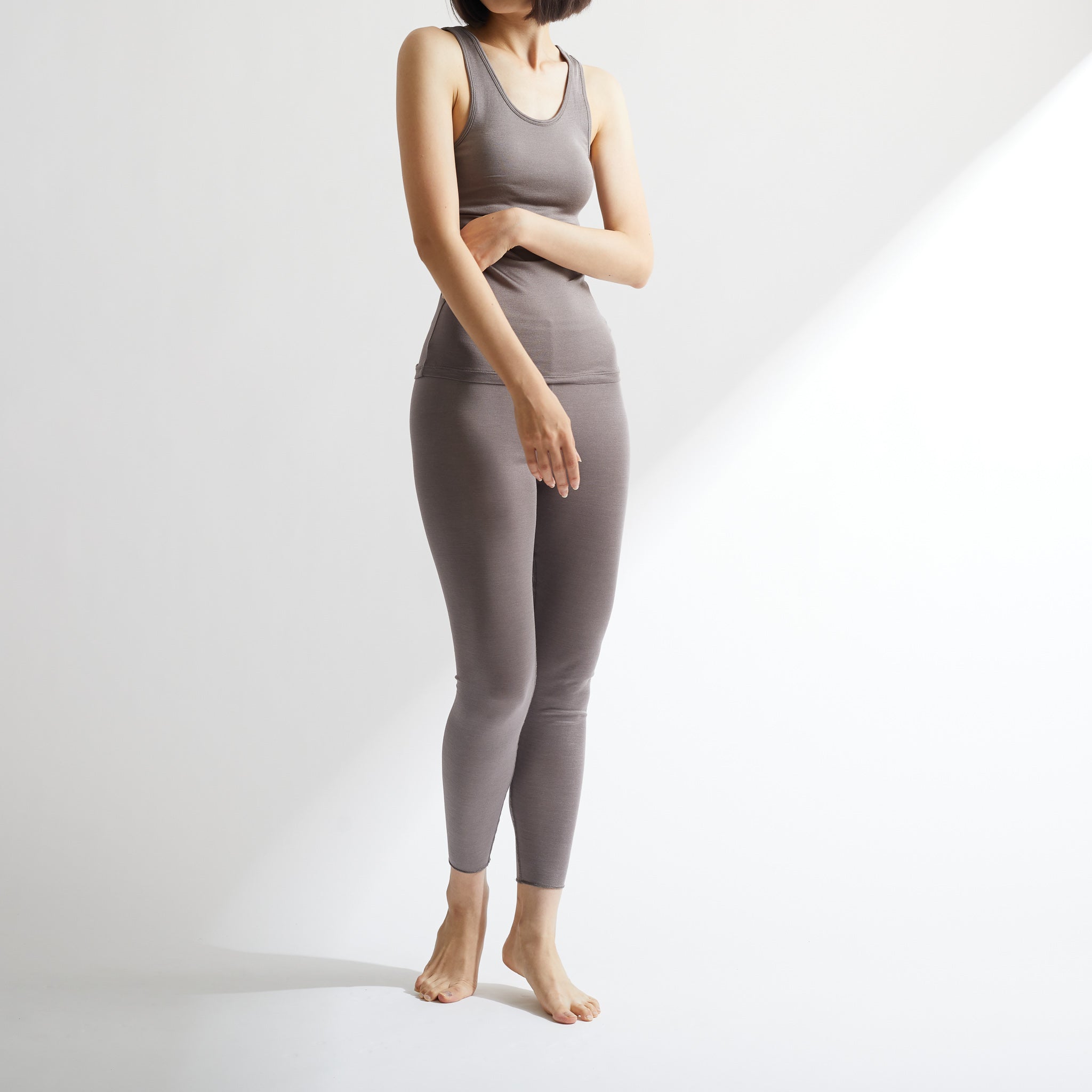 100% Silk Tank Top with Bra in Taupe (2020 model)