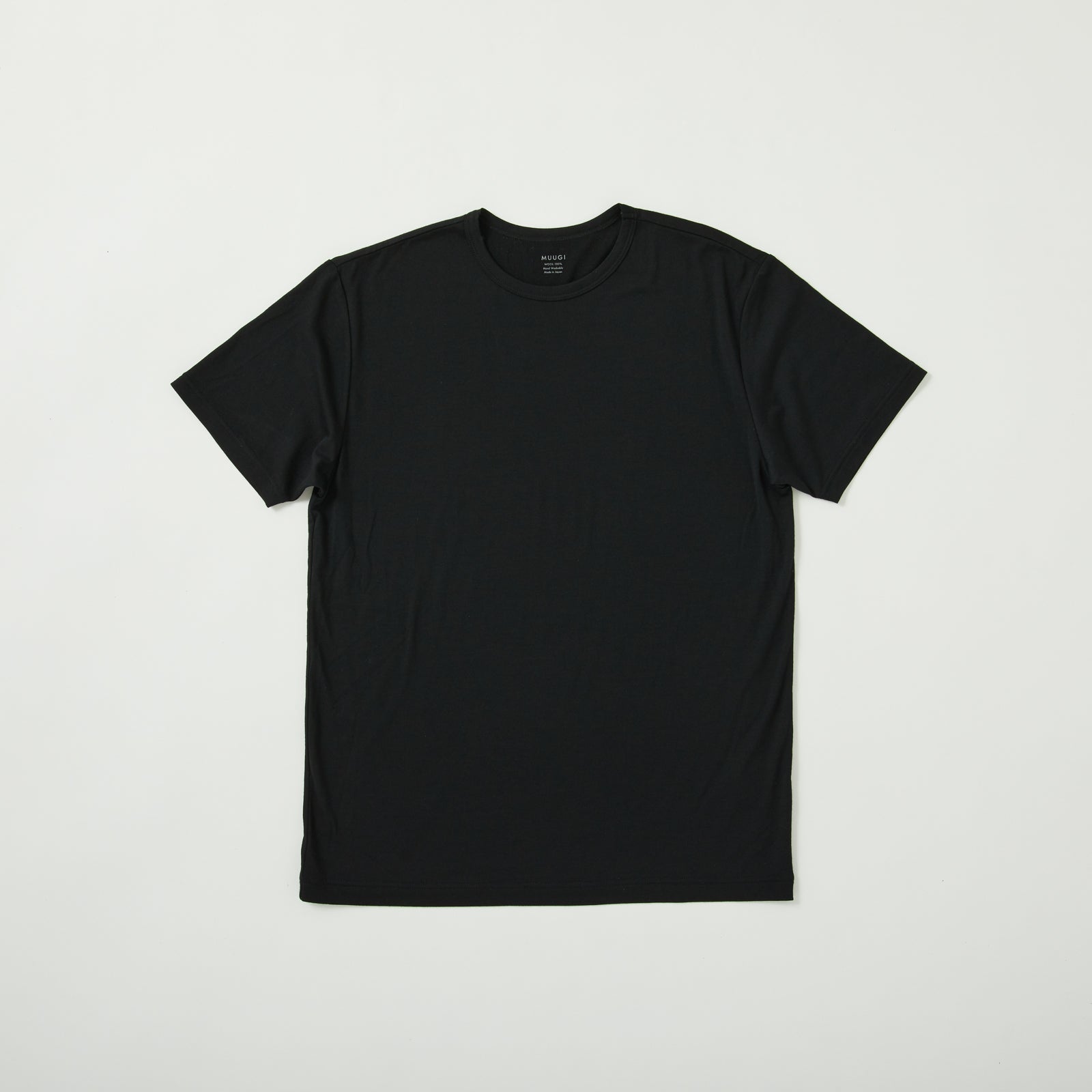 MEN'S メリノウール100%天竺 半袖Tシャツ, ブラック