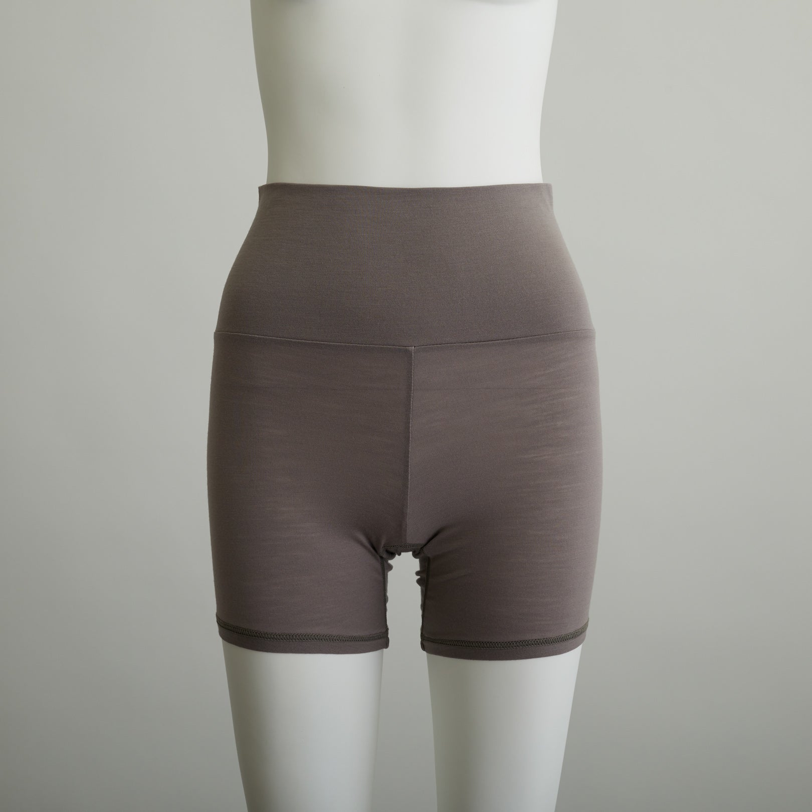 100% Merino Wool Jersey High Waist Shorts in Taupe (2022 model)