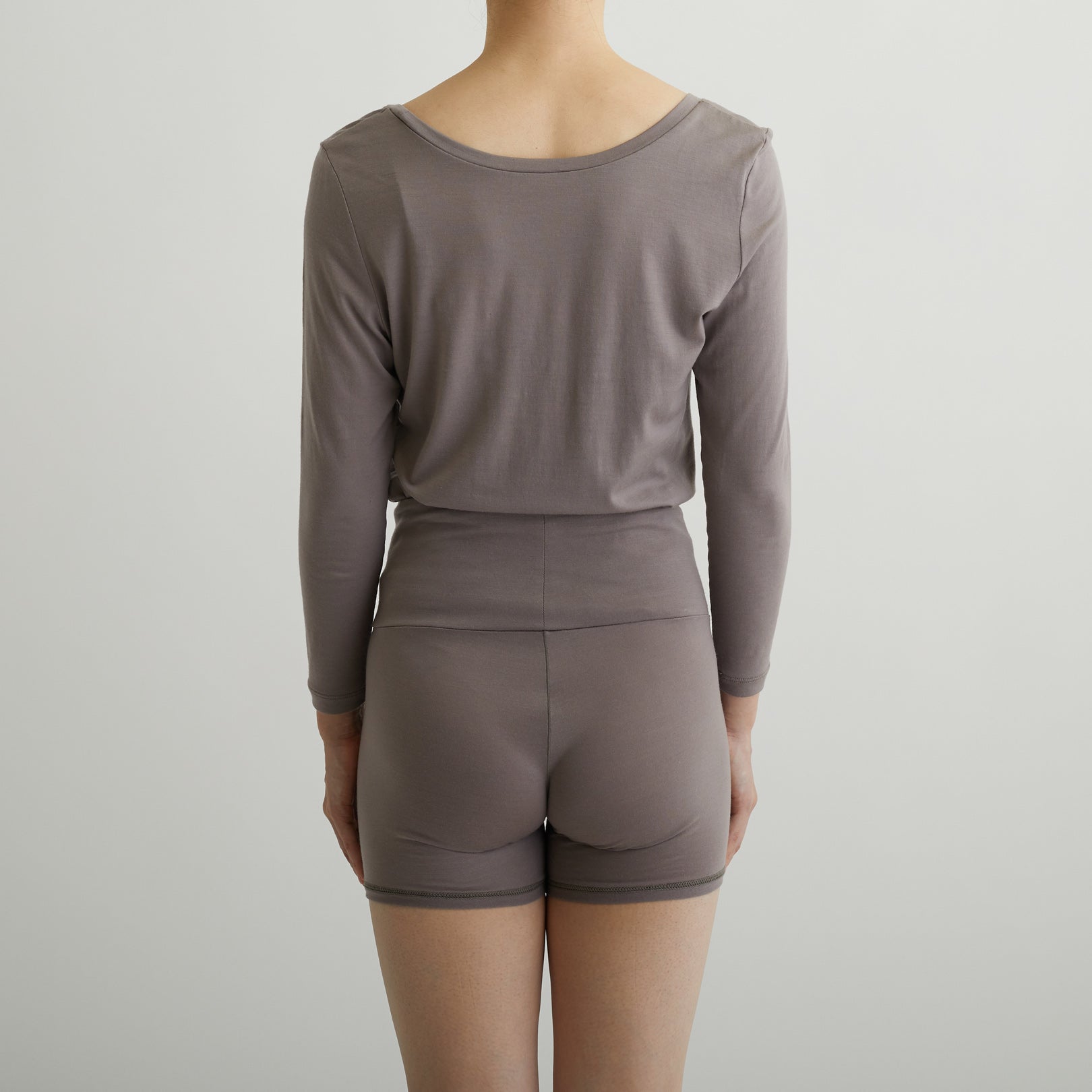 100% Merino Wool Jersey High Waist Shorts in Taupe (2022 model)